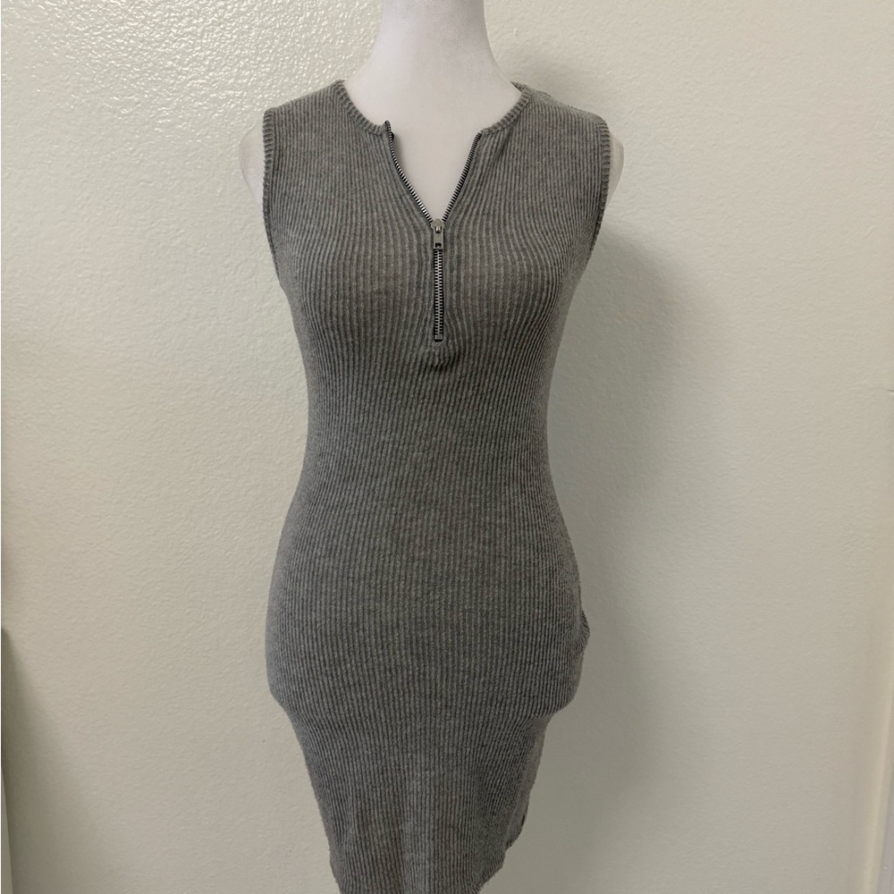 PrettyLittleThing Gray Ribbed Dress
